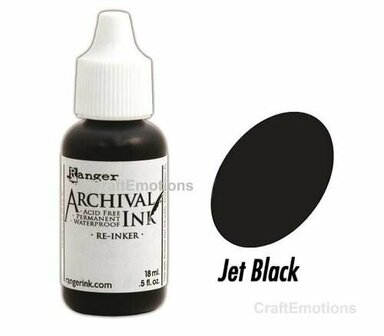 Ranger Archival Ink - Watervaste Stempelinkt - Permanente Zwarte Inkt Voor DIY Projecten - Hobby Stempel Inkt Jet Black - Refill Inkt Voor Stempels - Ranger Archival Reinker - 1 Stuk