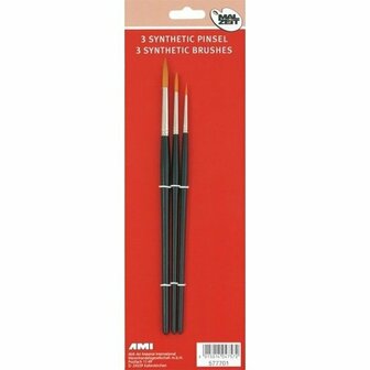 AMI Penselenset Synthetisch - Synthetische Penselen - Penselenset Maat 0-3-7 - Penselen Voor Schilderen - Ronde Penselen Set - Hobby Penselen - Kunstenaars Penselen - Acryl Penselen - AMI Penselen Set
