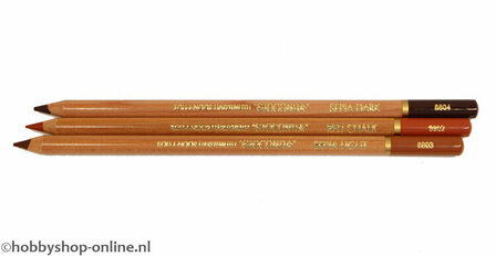 Krijtpotloden - Gioconda Red Chalk - Sepia Light &amp; Dark - Rood En Bruin Krijt - Kunstpotloden - Tekengerei Voor Schetsen - Set Van 3 Stuks