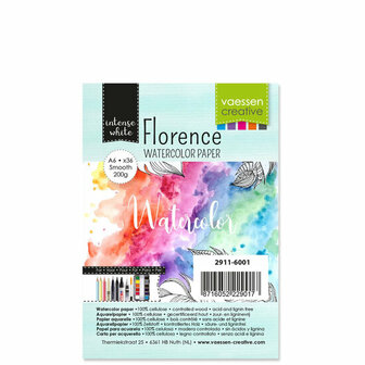 Aquarelpapier - Intense White - A6 - 200 grams - Gladde Structuur - Smooth - Florence - 36 vellen