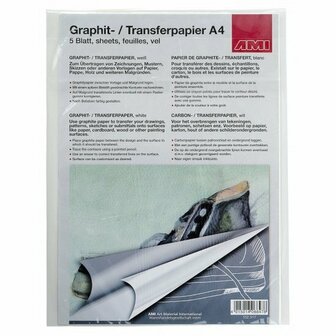 Wit grafietpapier - Carbonpapier - Overtrek Papier Witte Inkt - Doordrukpapier - Overdrachtspapier - Transferpapier - A4 - 21x29,7cm - 5 stuks