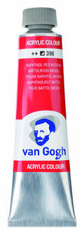 Van Gogh Acrylverf Rood - Acrylpaint - 396 Naftolrood Middel - Acrylic Verf Paint - Acrylaatverf - Rode Hobbyverf - Watergedragen Verf - Sneldrogende Pigmentrijke Verf - 40ml