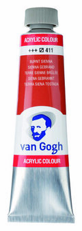 Van Gogh Acrylverf Bruin - Acrylpaint - 411 Sienna Gebrand - Acrylic Verf Paint - Acrylaatverf - Bruine Hobbyverf - Watergedragen Verf - Sneldrogende Pigmentrijke Verf - 40ml