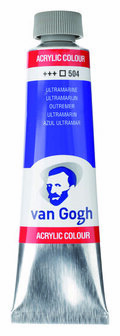 Van Gogh Acrylverf Blauw - Acrylpaint - 504 Ultramarijn - Acrylic Verf Paint - Acrylaatverf - Blauwe Hobbyverf - Watergedragen Verf - Sneldrogende Pigmentrijke Verf - 40ml