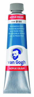 Van Gogh Acrylverf Blauw - Acrylpaint - 566 Pruisischblauw Phtalo - Acrylic Verf Paint - Acrylaatverf - Blauwe Hobbyverf - Watergedragen Verf - Sneldrogende Pigmentrijke Verf - 40ml