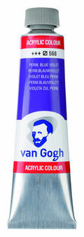 Van Gogh Acrylverf Blauw - Acrylpaint - 568 Permanent Blauwviolet - Acrylic Verf Paint - Acrylaatverf - Blauwe Hobbyverf - Watergedragen Verf - Sneldrogende Pigmentrijke Verf - 40ml