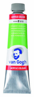 Van Gogh Acrylverf Groen - Acrylpaint - 618 Permanentgroen Licht - Acrylic Verf Paint - Acrylaatverf - Groene Hobbyverf - Watergedragen Verf - Sneldrogende Pigmentrijke Verf - 40ml