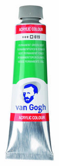 Van Gogh Acrylverf Groen - Acrylpaint - 619 Permanentgroen Donker - Acrylic Verf Paint - Acrylaatverf - Groene Hobbyverf - Watergedragen Verf - Sneldrogende Pigmentrijke Verf - 40ml