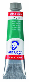 Van Gogh Acrylverf Groen - Acrylpaint - 675 Phtalogroen - Acrylic Verf Paint - Acrylaatverf - Groene Hobbyverf - Watergedragen Verf - Sneldrogende Pigmentrijke Verf - 40ml