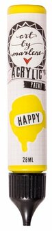 Acrylverf - Acrylaatverf - Acrylic Paint - Hobbyverf - Knutselen en Verven - Sneldrogend - Happy Geel - Subtiele Zijdeglans - Dekkend - Art by Marlene Essentials - 28 ml - Nr. 05