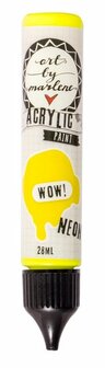 Acrylverf - Acrylaatverf - Acrylic Paint - Hobbyverf - Knutselen en Verven - Sneldrogend - Wow! Neon Geel - Subtiele Zijdeglans - Dekkend - Art by Marlene Essentials - 28 ml - Nr. 19