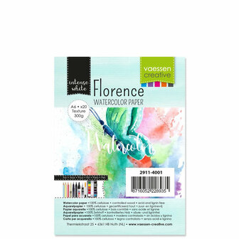 Aquarelpapier - Waterverfpapier - Aquarelblok - Watercolor Paper - Intens White - Fijne Korrel - Textuur voor Waterverf Technieken - Schaduwwerking - A6 - 300 grams - 20 vellen