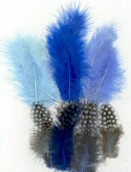 Veren Marabou &amp; Guinea mix blauw