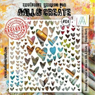 Aall &amp; Create stencil - Heapza hearts 15 x 15 cm
