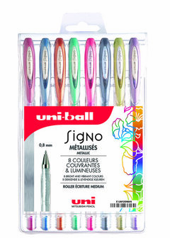 Signo metallic gel pen set 8 stuks