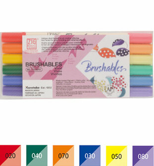 Zig Brushables set 6 colors vivid
