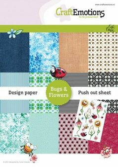 Papierblok - Paper Pad - Scrapbook - Bugs &amp; Flowers en 1 vel Carla Creaties - A5 - CraftEmotions - 13 vellen