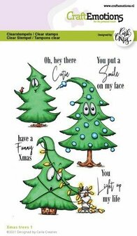 Clearstamps A6 - Xmas Trees 1 ENG Carla Creaties - Siliconen Stempel - Transparante Stempel - Clear Stamp Set - Scrapbooking Stempel - Hobby &amp; Knutselen - A6 Formaat