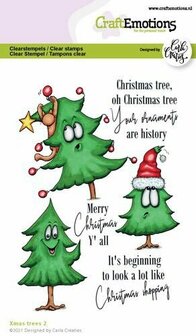 Clearstamps A6 - Xmas Trees 2 ENG Carla Creaties - Clear Stempel - Siliconen Stempel - Transparante Stempel - Scrapbooking Stempel - Stempel Voor Mixed Media - A6 Formaat