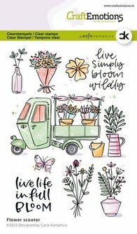 Clearstamps A6 - Bloemenscooter Carla Kamphuis - Clear Stempel - Transparante Stempel - Stempel Voor Kaarten Maken - Knutselen &amp; Hobby - Scrapbooking Stempel - A6 Formaat
