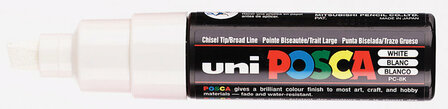 Krijtstift - Chalkmarker - Universele Marker - Uni Posca Marker - 1 Wit - PC-8K - 8mm - Beitelpunt - Large - 1 stuk