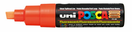 Krijtstift - Chalkmarker - Universele Marker - Uni Posca Marker - Fluoriserend Oranje - PC-8K - 8mm - Beitelpunt - Large - 1 stuk