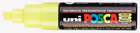 Krijtstift - Chalkmarker - Universele Marker - Uni Posca Marker - Geel - PC-8K - 8mm - Beitelpunt - Large - 1 stuk