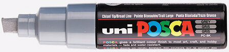Krijtstift - Chalkmarker - Universele Marker - Uni Posca Marker - Grijs - PC-8K - 8mm - Beitelpunt - Large - 1 stuk