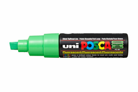Krijtstift - Chalkmarker - Universele Marker - Uni Posca Marker - Fluoriserend Groen - PC-8K - 8mm - Beitelpunt - Large - 1 stuk