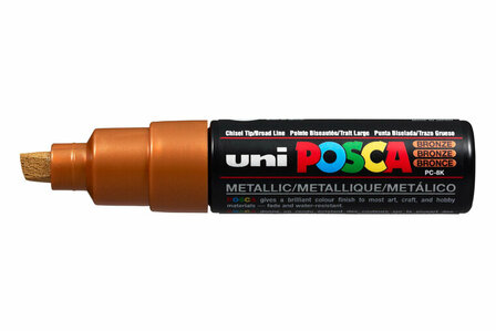 Krijtstift - Chalkmarker - Universele Marker - Uni Posca Marker - Metalic Blauw - PC-8K - 8mm - Beitelpunt - Large - 1 stuk