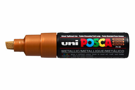 Krijtstift - Chalkmarker - Universele Marker - Uni Posca Marker - Brons - PC-8K - 8mm - Beitelpunt - Large - 1 stuk