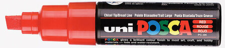 Krijtstift - Chalkmarker - Universele Marker - Uni Posca Marker - Rood - PC-8K - 8mm - Beitelpunt - Large - 1 stuk
