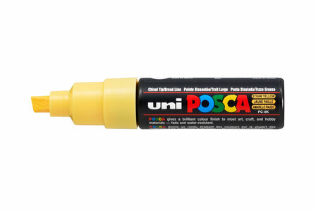Krijtstift - Chalkmarker - Universele Marker - Uni Posca Marker - Strogeel - PC-8K - 8mm - Beitelpunt - Large - 1 stuk
