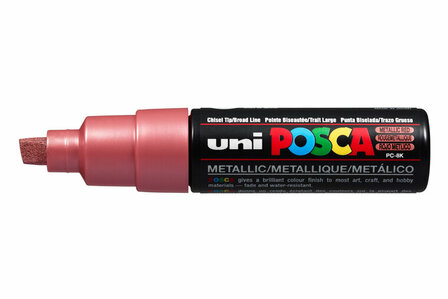 Krijtstift - Chalkmarker - Universele Marker - Uni Posca Marker - Metalic Rood - PC-8K - 8mm - Beitelpunt - Large - 1 stuk