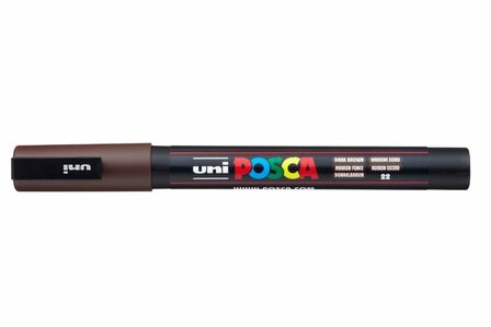 Krijtstift - Chalkmarker - Universele Marker - Uni Posca Marker - 22 donkerbruin - PC-3M - 0,9mm - 1,3mm - 1 stuk