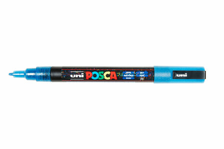 Krijtstift - Chalkmarker - Universele Marker - Uni Posca Marker - 33 Blauw Glitter - PC-3ML - 0,9mm - 1,3mm - 1 stuk