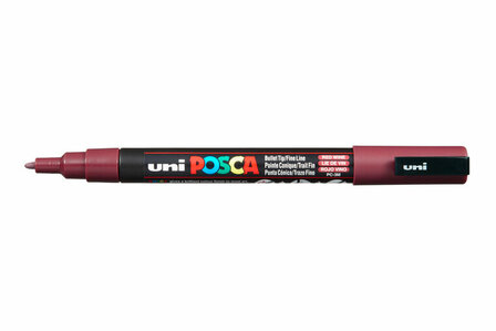 Krijtstift - Chalkmarker - Universele Marker - Uni Posca Marker - 60 wijnrood - PC-3M - 0,9mm - 1,3mm - 1 stuk