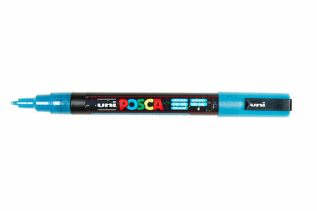 Krijtstift - Chalkmarker - Universele Marker - Uni Posca Marker - 8 Lichtblauw Glitter - PC-3ML - 0,9mm - 1,3mm - 1 stuk