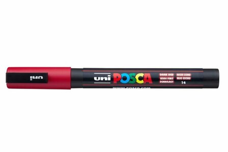 Krijtstift - Chalkmarker - Universele Marker - Uni Posca Marker - 14 donkerrood - PC-3M - 0,9mm - 1,3mm - 1 stuk