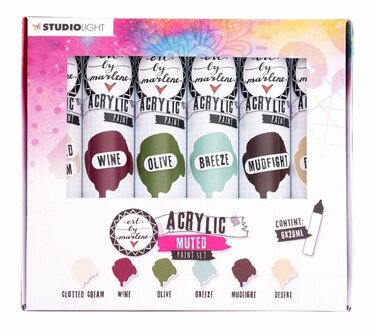 Acrylverf - Acrylaatverf - Acrylic Paint - Hobbyverf - Knutselen en Verven - Muted Paintset - Subtiele Zijdeglans - Dekkend - Art by Marlene Essentials - Nr. 105