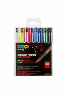 Krijtstift - Fineliner - Universele Marker - Standaard Kleuren - Uni Posca Marker - PC-1MR - 0,7mm - 8 stuks