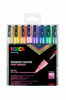 Universele Stift - Fijne Pastelkleuren - Kleuren, Tekenen, Textiel, Papier, Keramiek - 1,5mm - Posca - 8 stuks