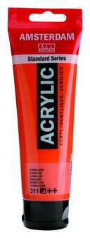 Acrylverf - 311 Vermiljoen - Acrylverf - Sneldrogende verf - Pigmentrijke verf - Kunstschildersverf - Kleurrijke verf - Verf voor canvas - Acrylverf kopen - Acrylverf sets - 120 ml - Amsterdam