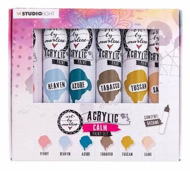 Acrylverf - Acrylaatverf - Acrylic Paint - Hobbyverf - Knutselen en Verven - Calm Paintset - Subtiele Zijdeglans - Dekkend - Art by Marlene Essentials - Nr. 103