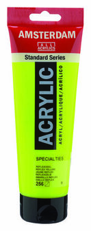 Amsterdam Acrylverf - 256 Reflexgeel - Neon Gele Acrylverf - Fel Geel - Hoog Gepigmenteerde Verf - Voor Kunstschilders &amp; Mixed Media - 250 ml