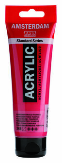 Amsterdam Acrylverf - 348 Permanentrood Purper - Acrylverf - Pigmentrijke verf - Sneldrogende verf - Kunstschildersverf - Verf voor textiel - Hobbyverf - 120 ml