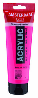Amsterdam Acrylverf - 384 Reflexroze - Neon Roze Acrylverf - Heldere Kleur - Kunstverf voor Canvas, Papier &amp; DIY - 250 ml