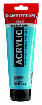 Amsterdam Acrylverf - Blauwe Acrylverf - 522 Turkooisblauw - Acrylic Paint - Acrylaatverf - Acrylic Paint - Hobbyverf - Kunstschildersverf - Sneldrogende Pigmentrijke Verf - 250ml