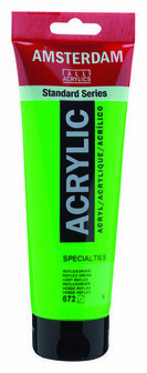 Amsterdam Acrylverf - Groene Acrylverf - 672 Reflexgroen - Acrylic Paint - Acrylaatverf - Acrylic Paint - Hobbyverf - Kunstschildersverf - Neon Fel Groene Pigmenten - 250ml
