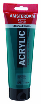 Amsterdam Acrylverf - 675 Phtalogroen - Intens Groene Acrylverf - Mengbare Pigmenten - Voor Canvas, Papier &amp; Hout - 250 ml
